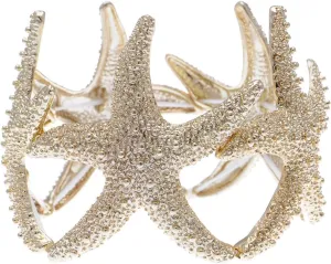 Alilang Womens Shiny Textured Starfish Stretch Bangle Cuff Statement Bracelet