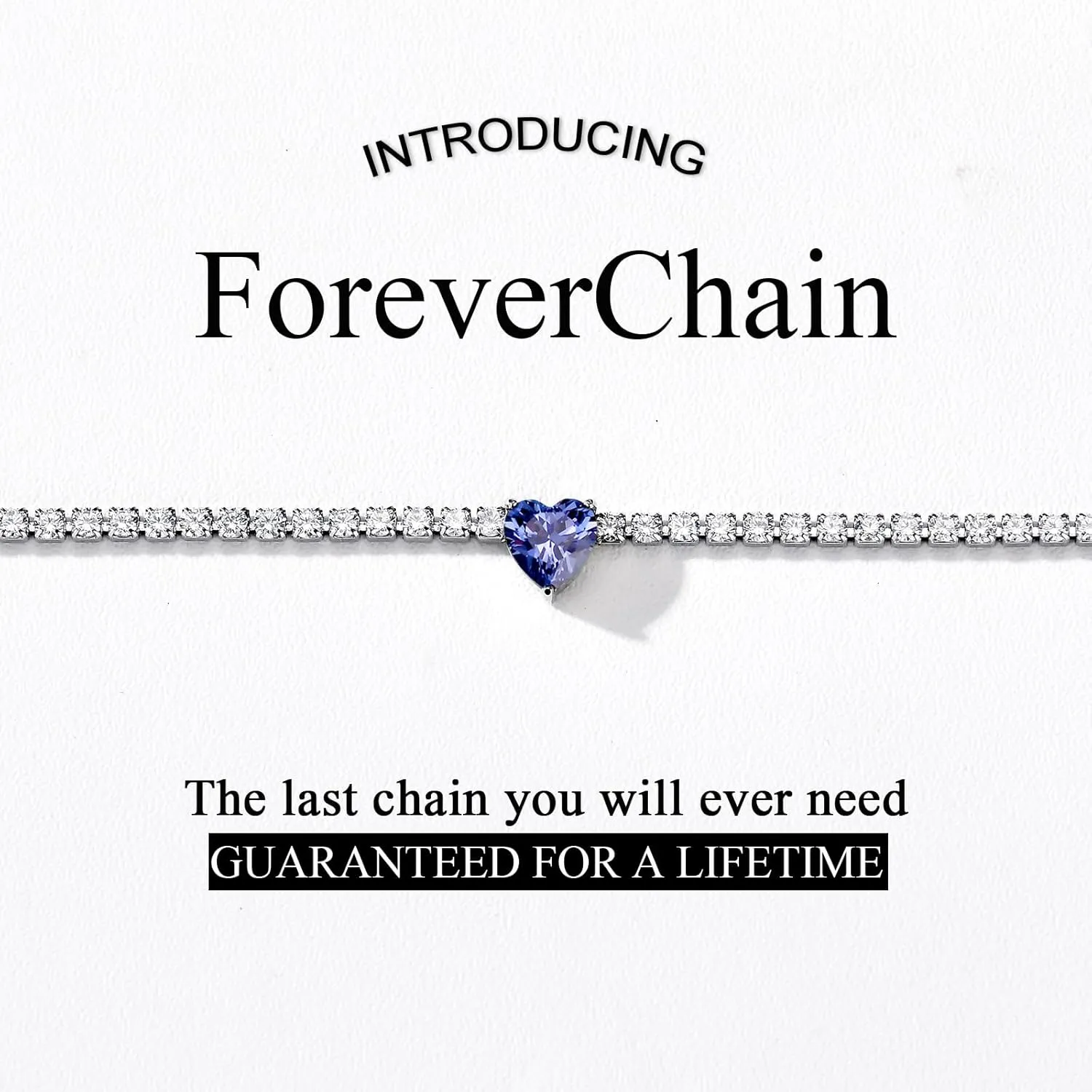 AllenCOCO Sterling Silver Heart Birthstone Bracelet, 14K White Gold Plated, AAAAA  CZ Cubic Zirconia, Tennis Chain with Heart Charm, Hypoallergenic, Non-Tarnish Jewelry Gift for Women