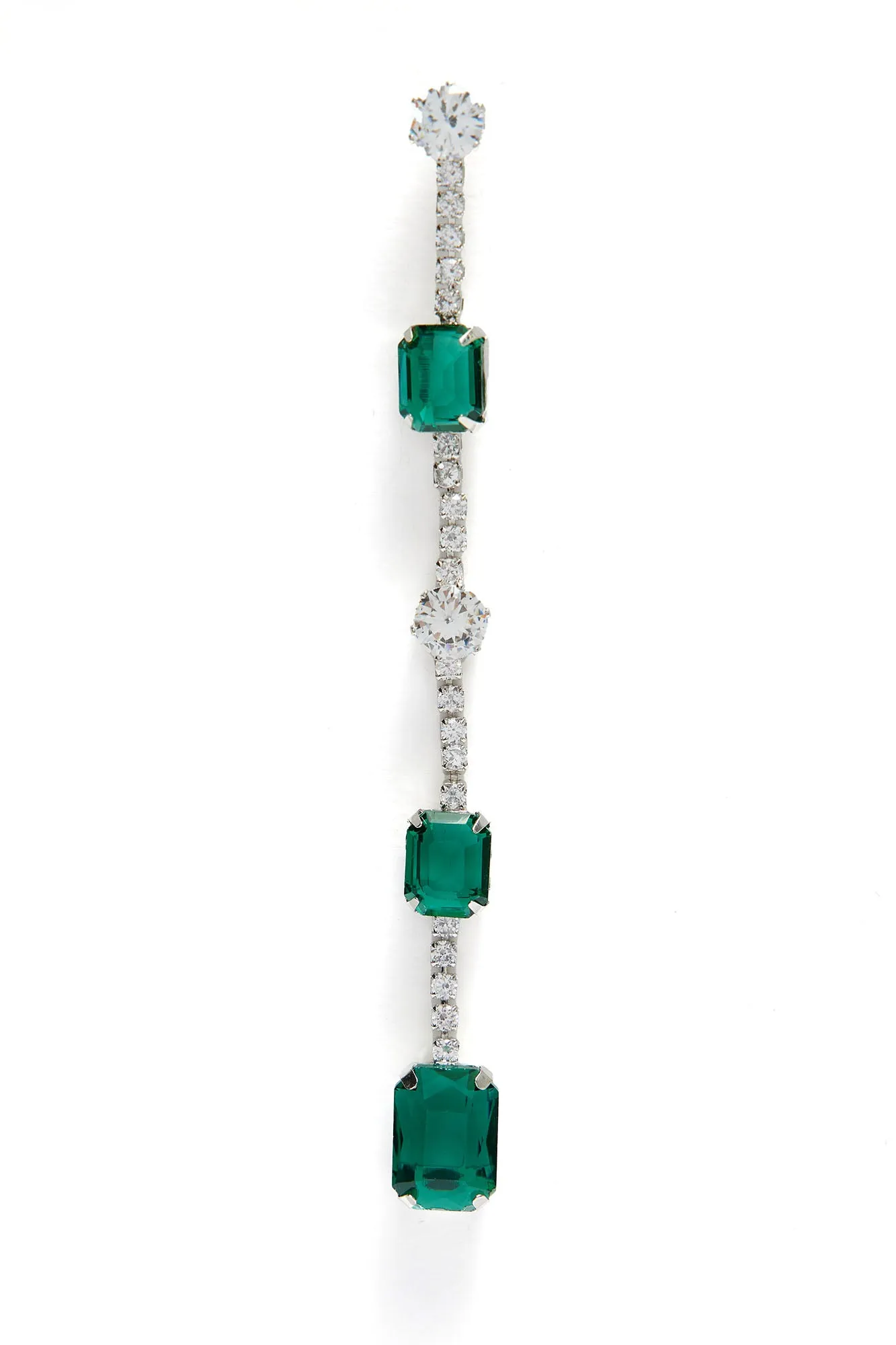 Always Glam Linear Earrings  - Silver/Green