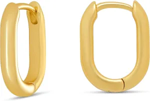 Amazon Essentials 14k Gold Plated or Silver Plated Modern Oval Hoop Earrings