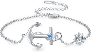 Anchor Bracelets/Ankle Bracelets Adjustable for Women Nautical Sailor Chains Sea Jewelry Birthday for Mother Best Friend