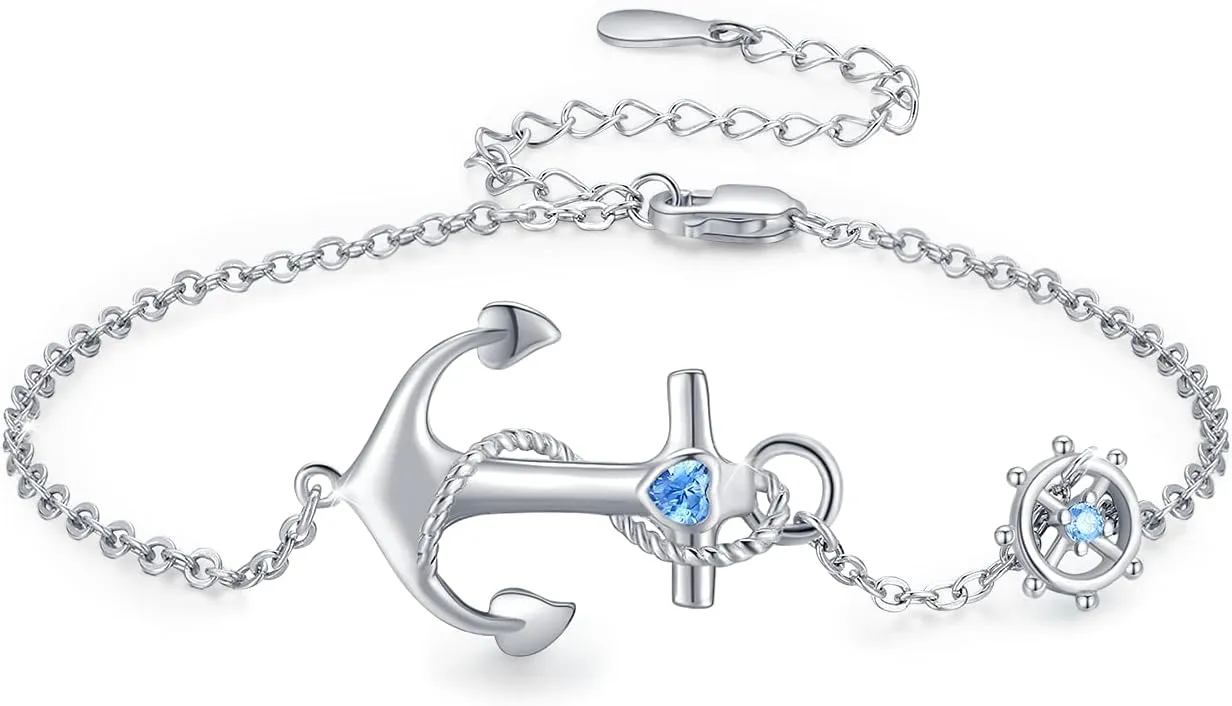 Anchor Bracelets/Ankle Bracelets Adjustable for Women Nautical Sailor Chains Sea Jewelry Birthday for Mother Best Friend
