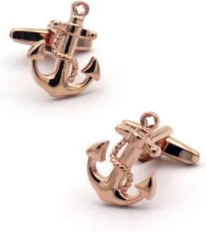 Anchor Cufflinks  Classic Rose Gold Nautical Accessories for Navy and Sea Lovers