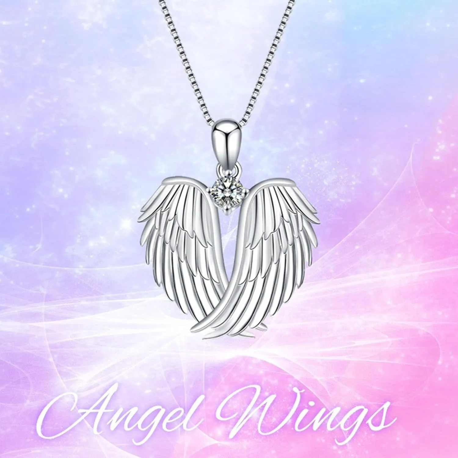 Angel Wings Necklace 925 Sterling Silver Jewelry Guardian Angel Wings Pendant Necklace Birthstone Necklace Jewelry for Women