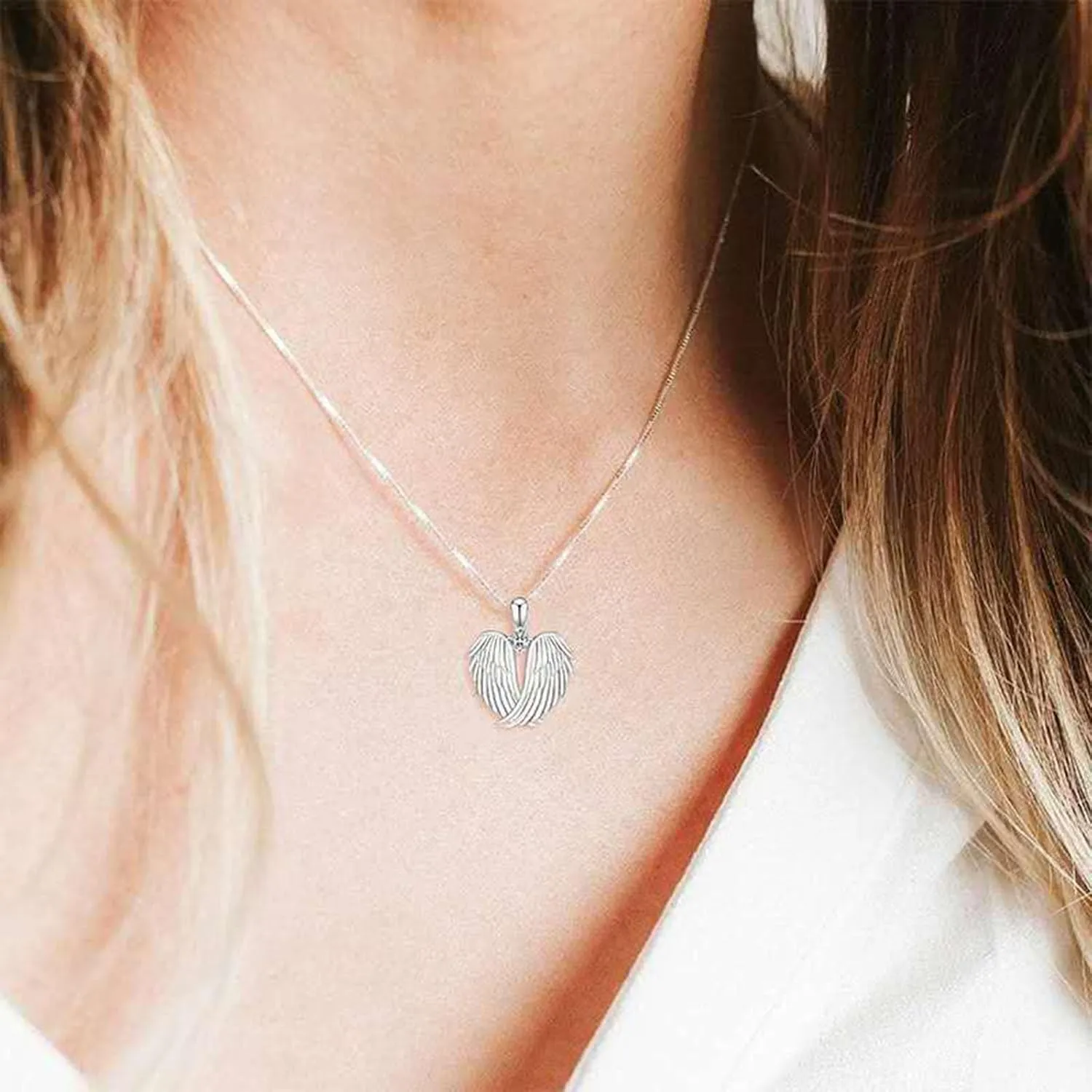 Angel Wings Necklace 925 Sterling Silver Jewelry Guardian Angel Wings Pendant Necklace Birthstone Necklace Jewelry for Women