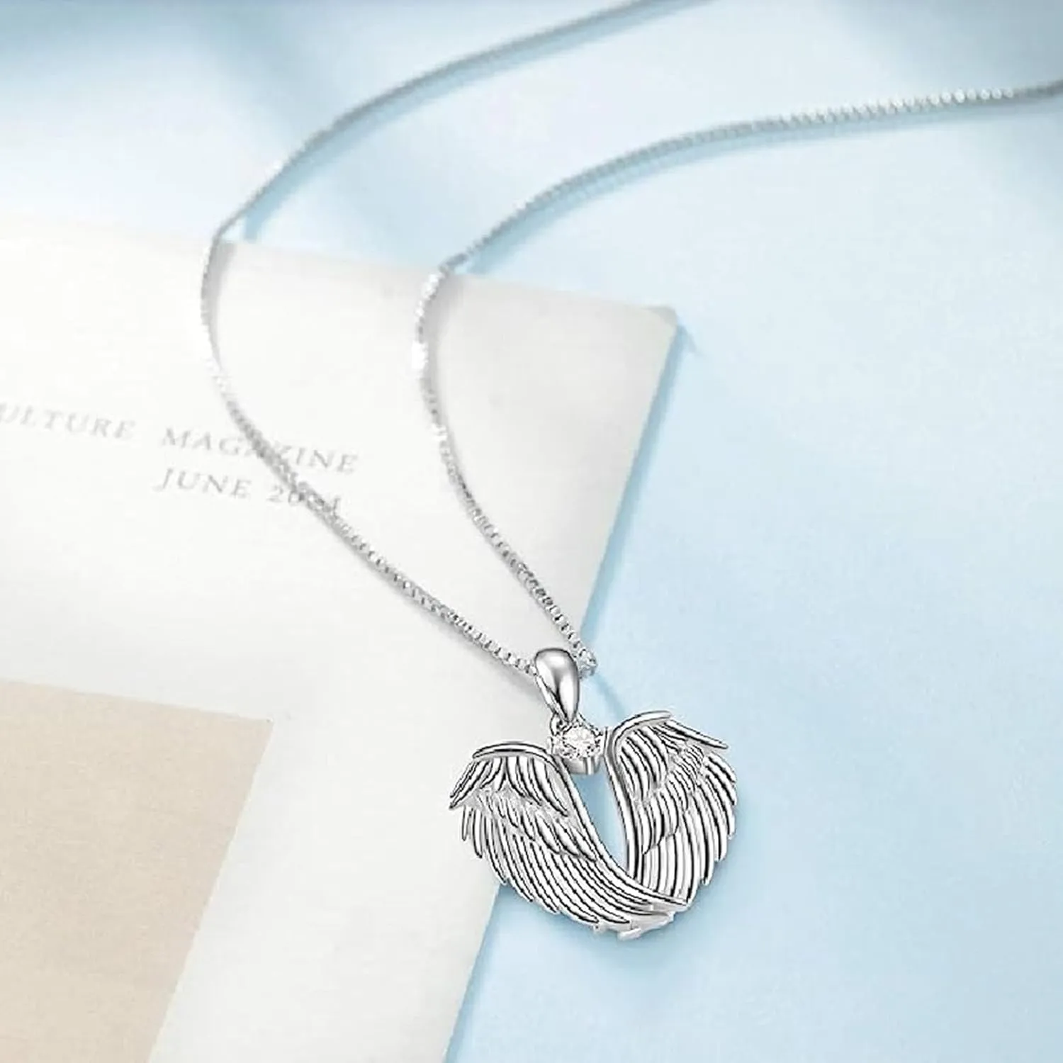 Angel Wings Necklace 925 Sterling Silver Jewelry Guardian Angel Wings Pendant Necklace Birthstone Necklace Jewelry for Women