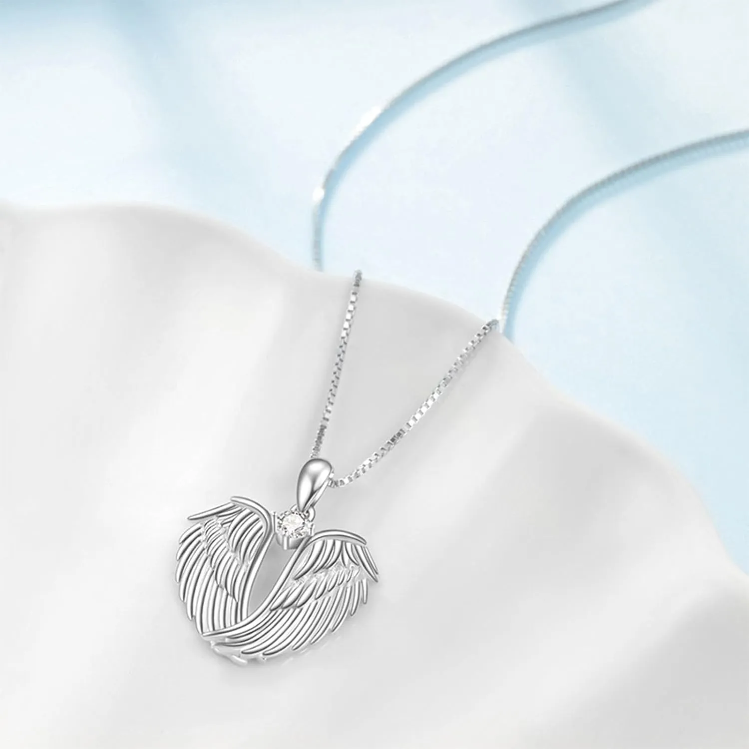 Angel Wings Necklace 925 Sterling Silver Jewelry Guardian Angel Wings Pendant Necklace Birthstone Necklace Jewelry for Women