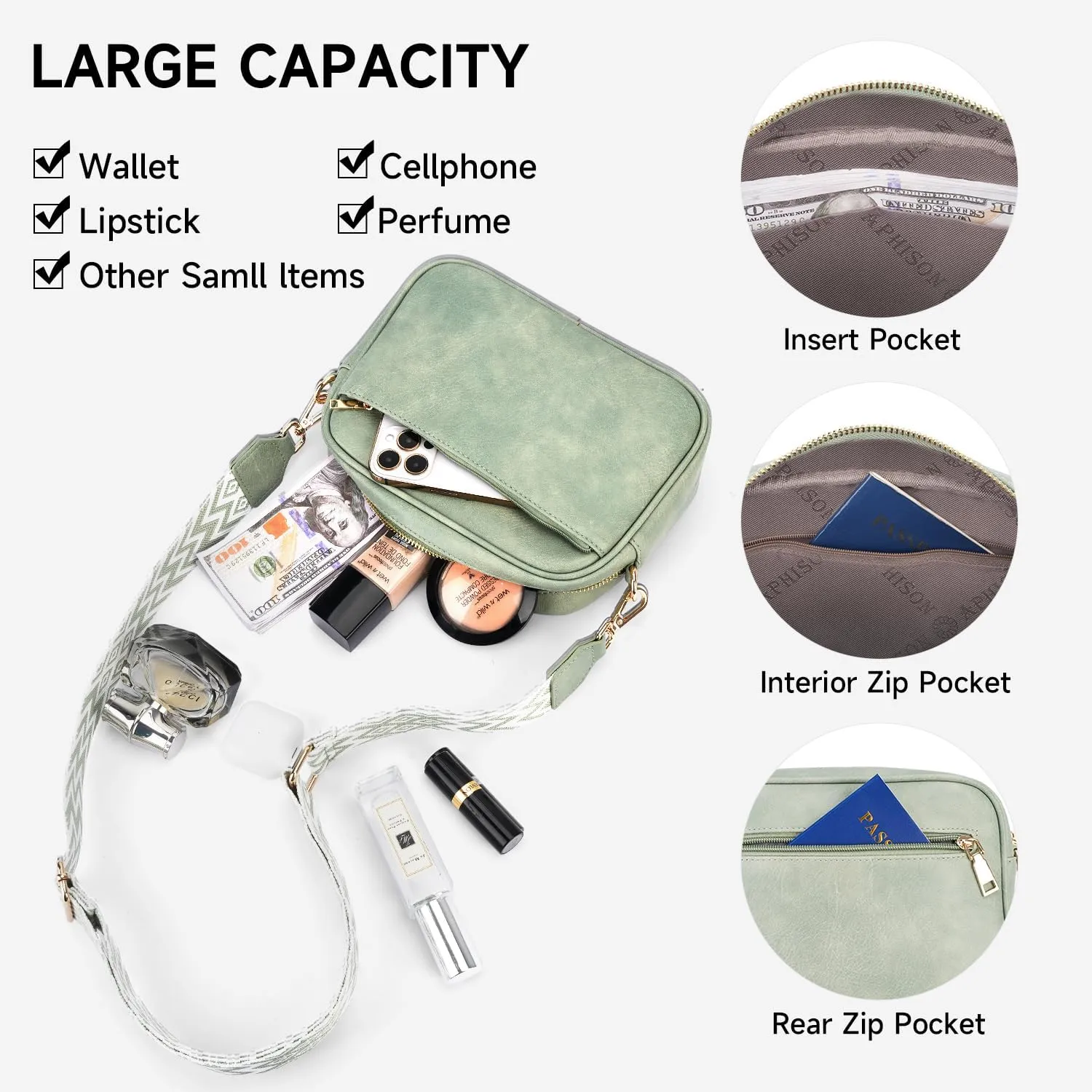 APHISON Quilted Crossbody Bags for Women Trendy,Vegan Leather Small Purses Shoulder Handbags with Adjustable Wide Strap