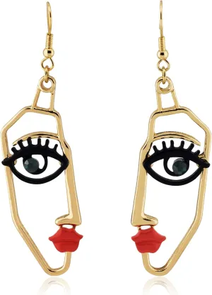 Artistic Face Drop Earrings - Elegant Statement Accessory for Women