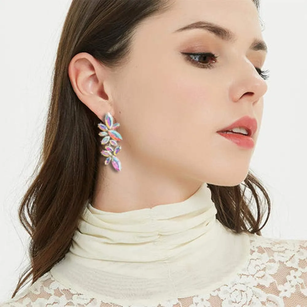 ASTRUE Rhinestone Iridescent Stud Earrings-Sparkly Rhinestone Earrings  Elegant Dangle Earrings for Weddings, Parties, and Everyday Glam  Lightweight & Hypoallergenic Jewelry for Women