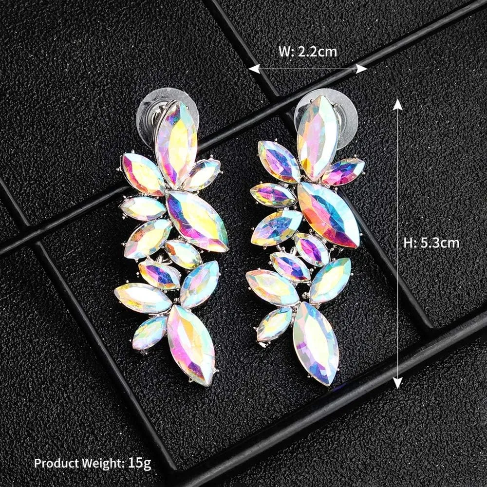 ASTRUE Rhinestone Iridescent Stud Earrings-Sparkly Rhinestone Earrings  Elegant Dangle Earrings for Weddings, Parties, and Everyday Glam  Lightweight & Hypoallergenic Jewelry for Women