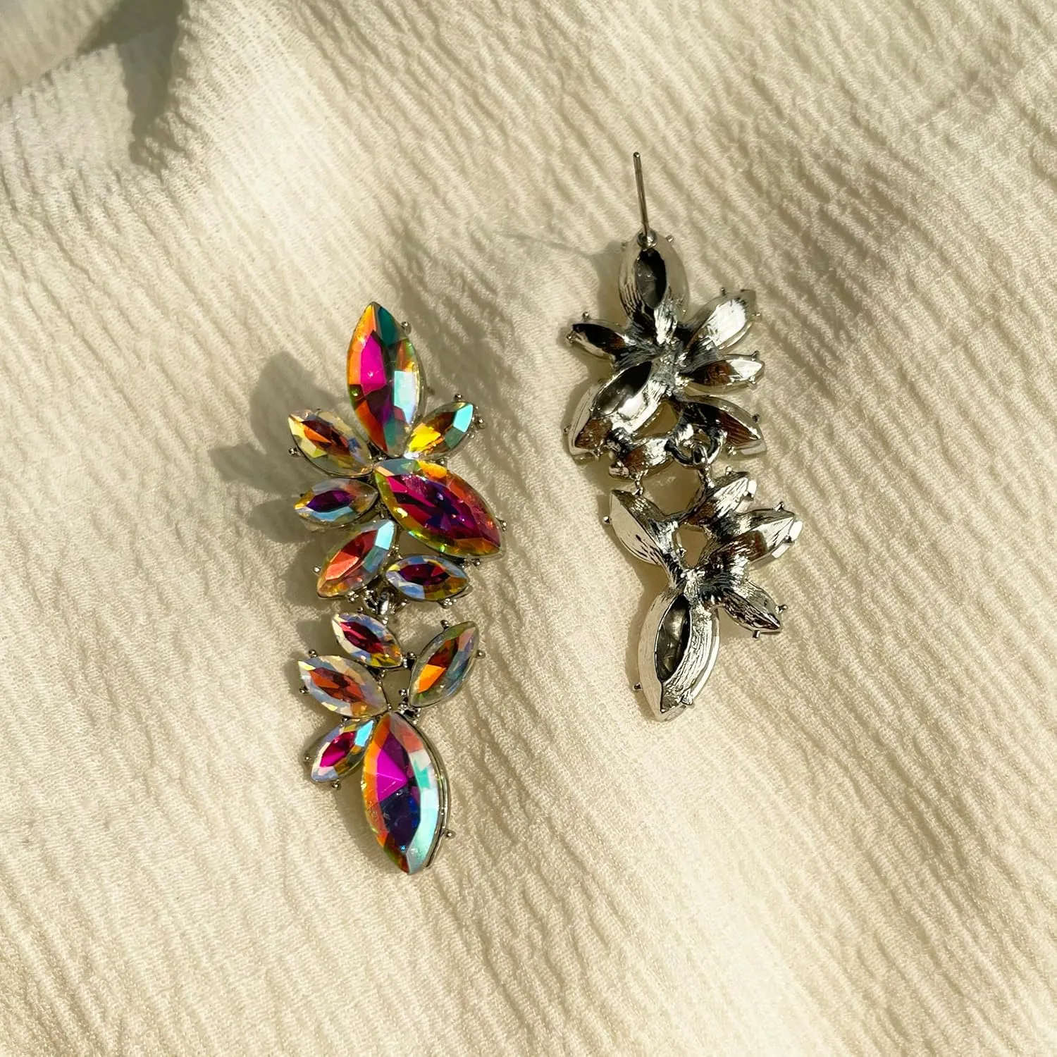 ASTRUE Rhinestone Iridescent Stud Earrings-Sparkly Rhinestone Earrings  Elegant Dangle Earrings for Weddings, Parties, and Everyday Glam  Lightweight & Hypoallergenic Jewelry for Women