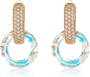 Austrian Crystal Earrings 18K Gold Plated Hypoallergenic Jewelry Suitable Bridesmaid Gift Prom Party Everyday Wear
