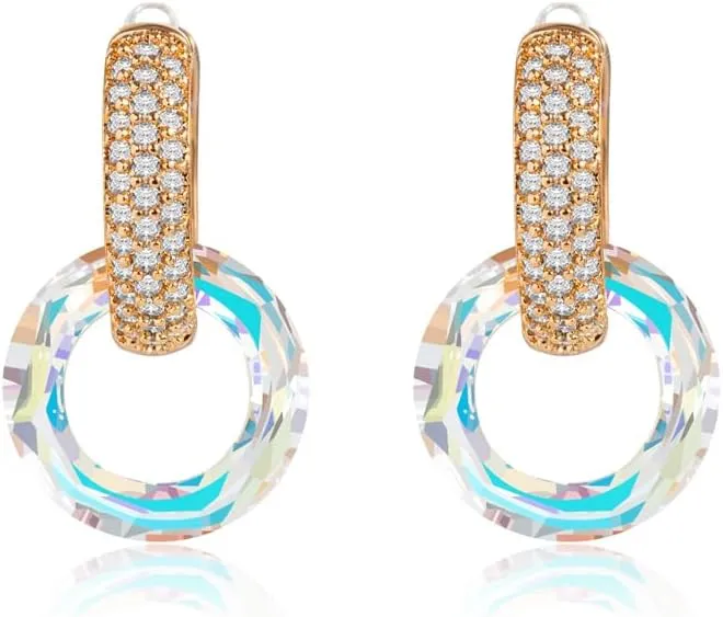 Austrian Crystal Earrings 18K Gold Plated Hypoallergenic Jewelry Suitable Bridesmaid Gift Prom Party Everyday Wear