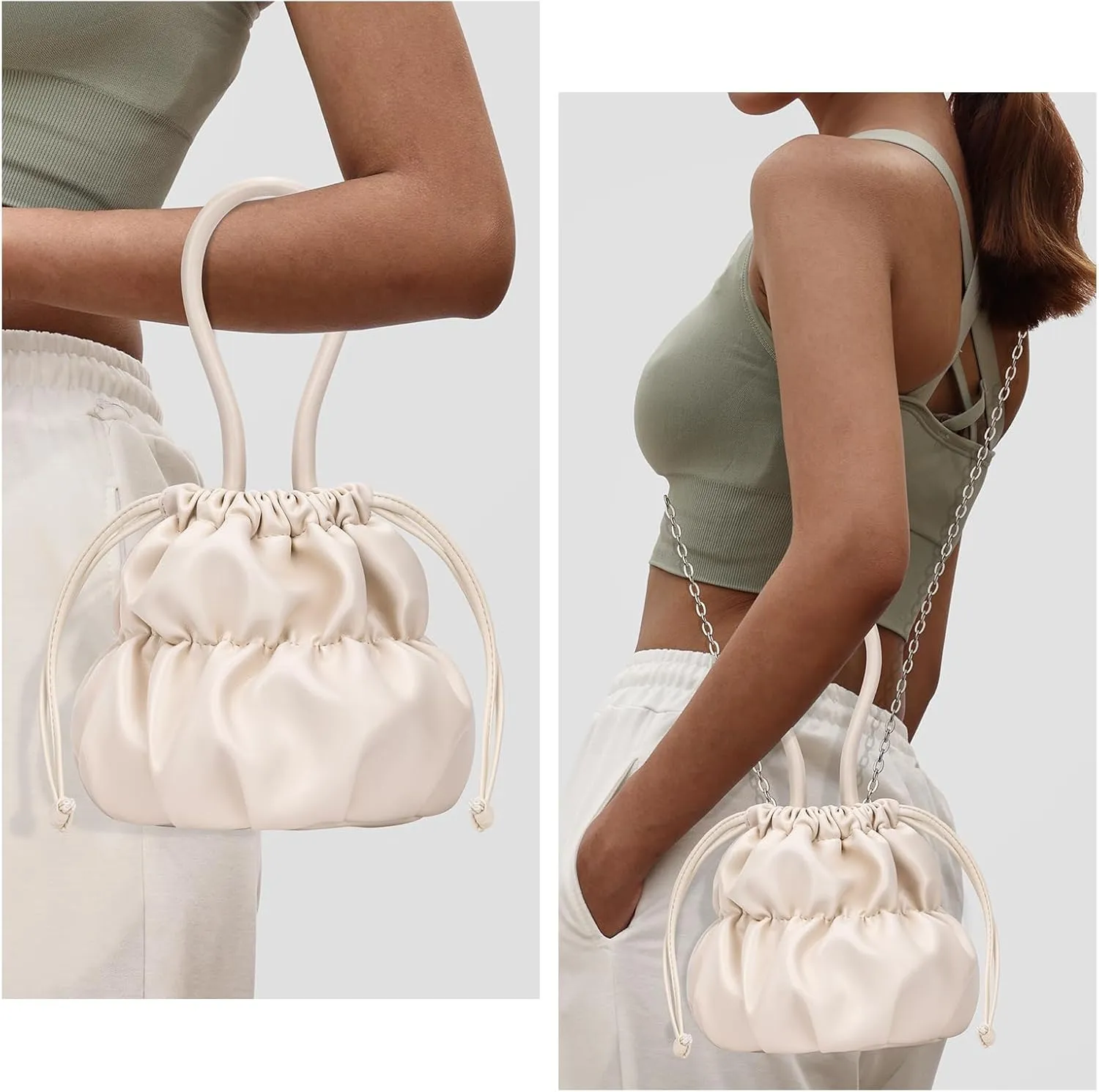 BADDIES Bucket Purse for Women,Bucket Crossbody Bag Drawstring Shoulder Purse,Small Bucket Purse Handbag
