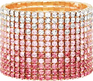 Badgley Mischka Women's Bracelet - 12 Strand Wide Crystal Studded Bridal Statement Stretch Wristband Cuff Wrap