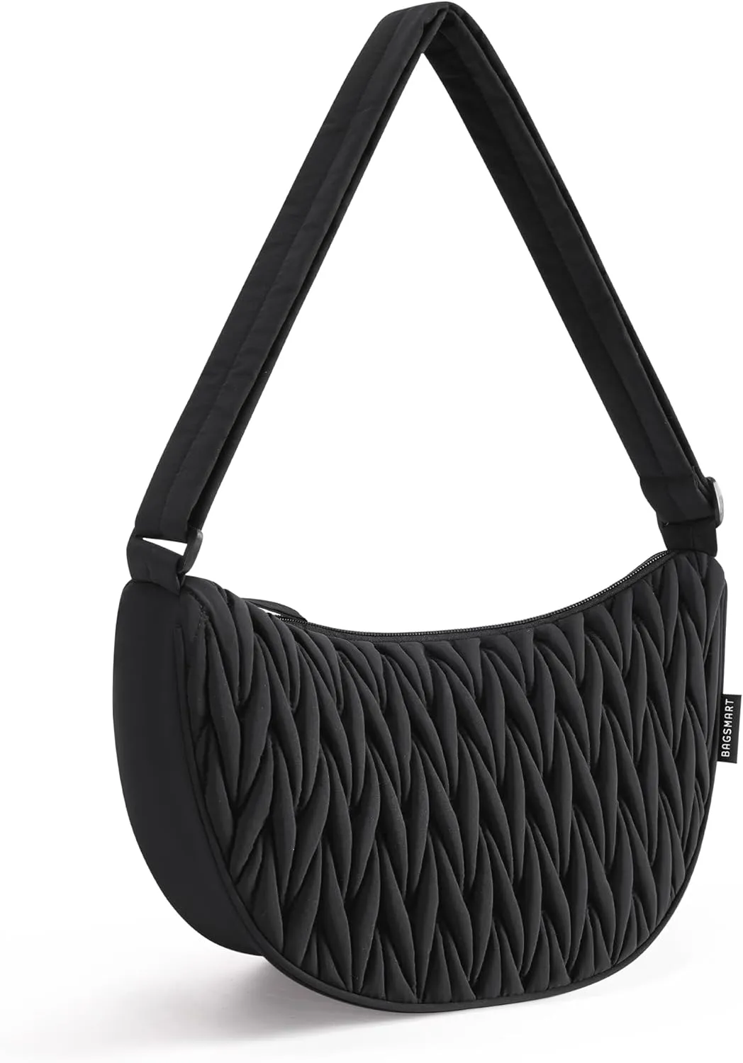 BAGSMART Nylon Crossbody Bags for Women, Quilted Crossbody Purses Crescent Shoulder Bag Hobo Handbags with Adjustable Strap