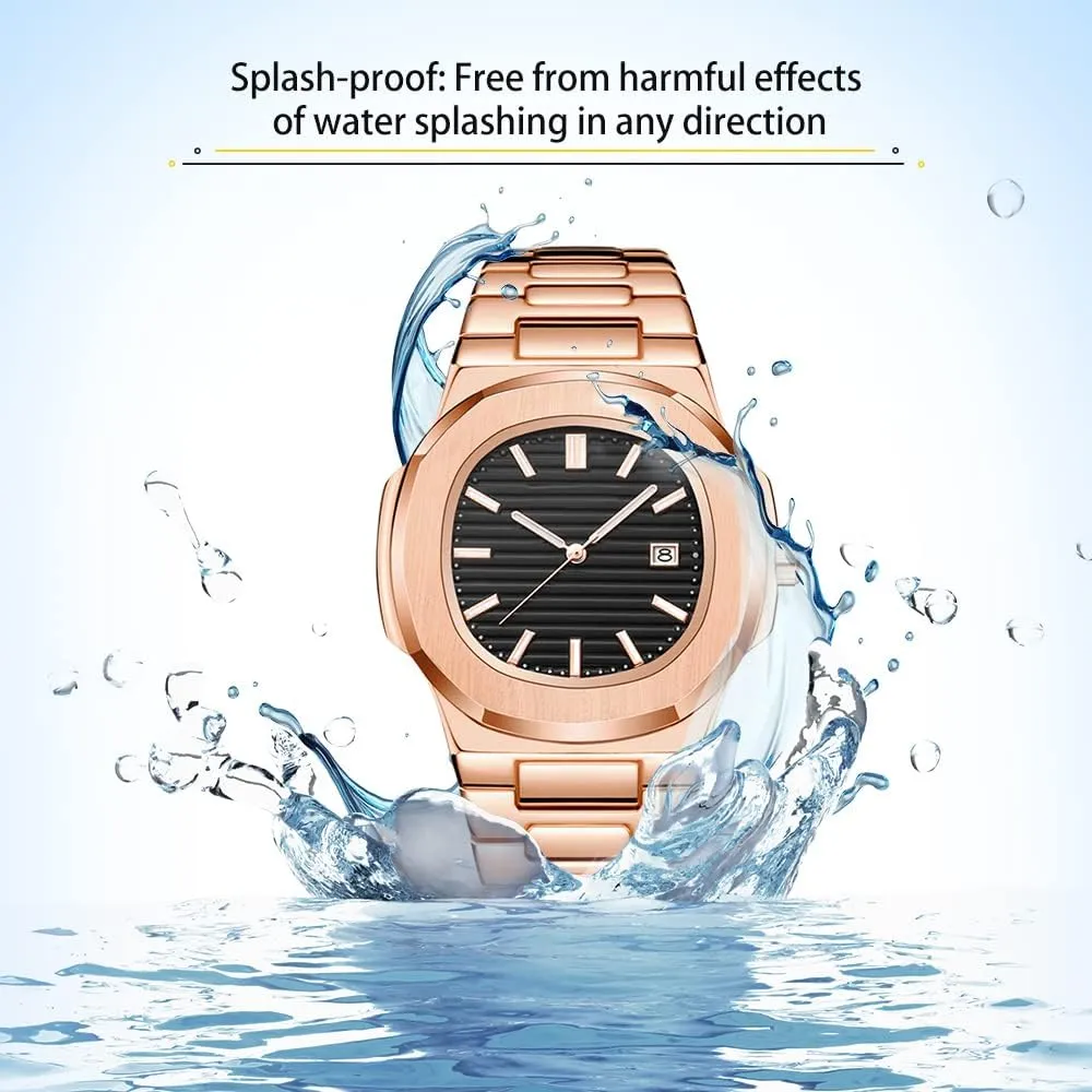 BARAMON Wrist Watches for Men, Nautilus Stainless Steel Quartz Movement Date Luxury Diamond Style Men's Luminous Hands Casual Business Watches