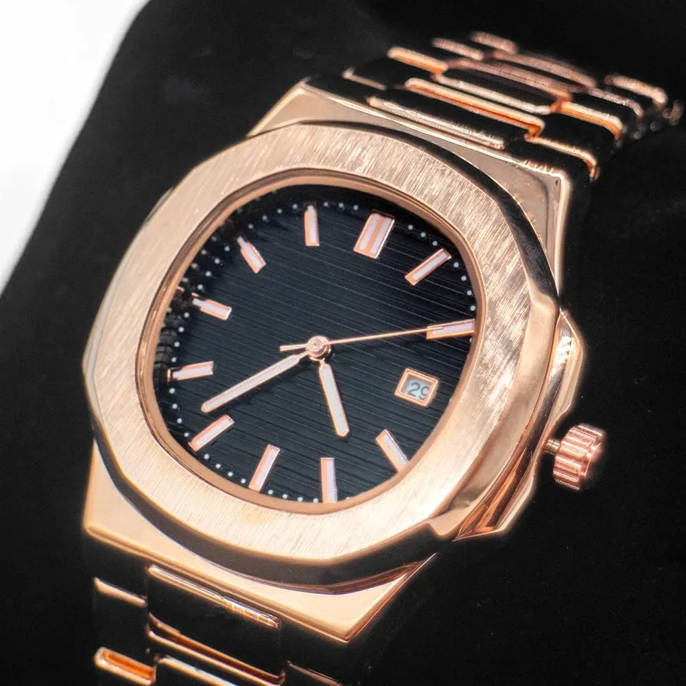 BARAMON Wrist Watches for Men, Nautilus Stainless Steel Quartz Movement Date Luxury Diamond Style Men's Luminous Hands Casual Business Watches
