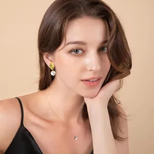 Baroque Pearls Earring for Women Retro Personality Dangle Drop Earrings Jewelry Plated Modern Wedding Eardrop Valentine Birthday for Her