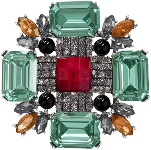 Baroque Rhinestone Brooch Pin for Women Men Vintage Rectangle Crystal Round Ball Victorian Art Deco Brooches Lapel Pins Elegant Dress Accessories Wedding Birthday Jewelry Corsage