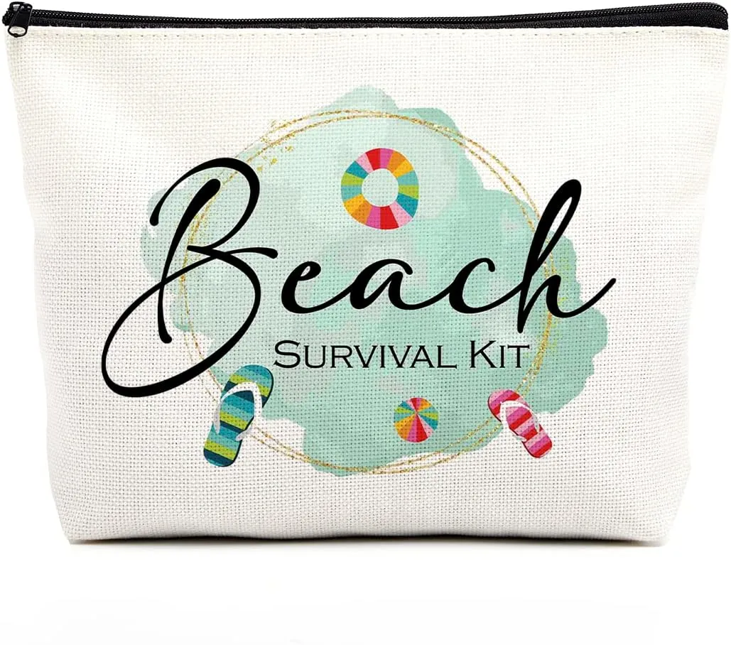 Beach Bag Beach Makeup Bag Beach Bags for Women Funny Beach Decor Funny Beach Gifts Beach Lover Gifts Beach Accessories Supplies Birthday Gifts for Women Girls Friends Bestie Sister Beach Survival Kit