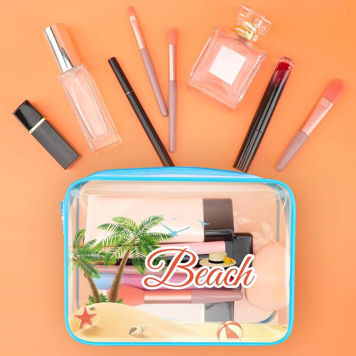 Beach Clear Makeup Bags for Women Beach Lover Gift Beach Themed Gift Summer Beach Toiletry Bag Ocean Vacation Gifts Graduation Gift for Daughter Beach Lover Beach Party Decoration