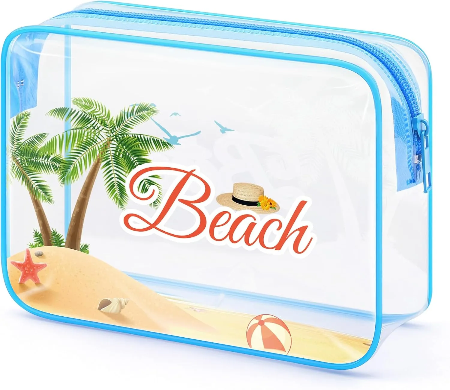 Beach Clear Makeup Bags for Women Beach Lover Gift Beach Themed Gift Summer Beach Toiletry Bag Ocean Vacation Gifts Graduation Gift for Daughter Beach Lover Beach Party Decoration