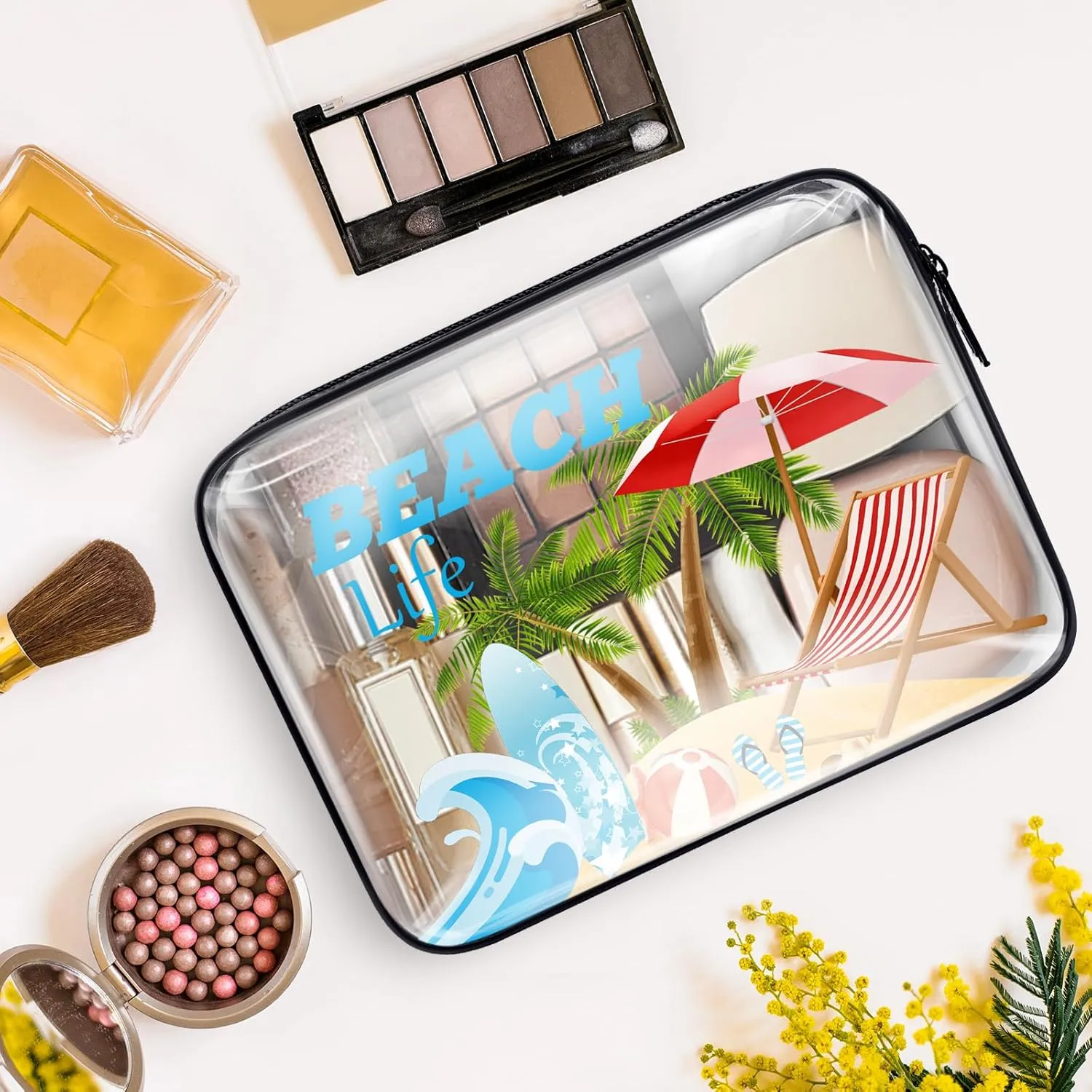 Beach Gifts Beach Lover Gift Makeup Bag Beach Themed Cosmetic Bag Gifts Birthday Christmas Graduation Gift for Girl Teens Women Beach Lover Sister Friend Vacation Gift Travel Zipper Toiletry Pouch