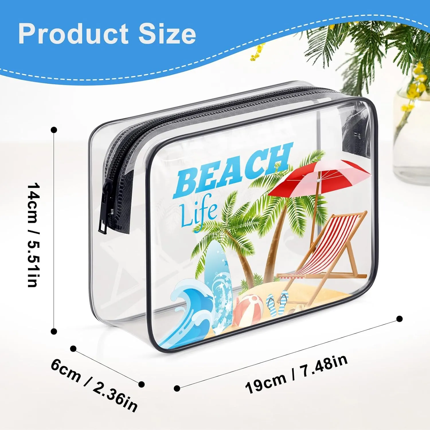 Beach Gifts Beach Lover Gift Makeup Bag Beach Themed Cosmetic Bag Gifts Birthday Christmas Graduation Gift for Girl Teens Women Beach Lover Sister Friend Vacation Gift Travel Zipper Toiletry Pouch