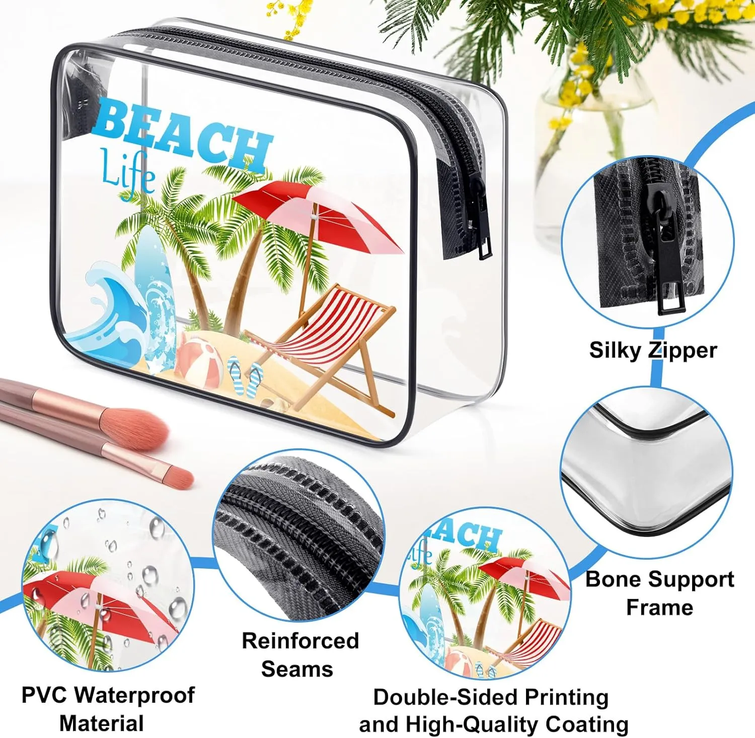 Beach Gifts Beach Lover Gift Makeup Bag Beach Themed Cosmetic Bag Gifts Birthday Christmas Graduation Gift for Girl Teens Women Beach Lover Sister Friend Vacation Gift Travel Zipper Toiletry Pouch