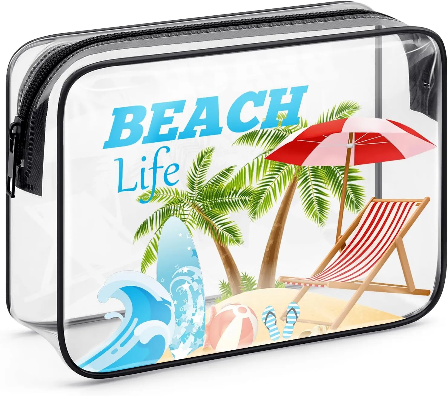 Beach Gifts Beach Lover Gift Makeup Bag Beach Themed Cosmetic Bag Gifts Birthday Christmas Graduation Gift for Girl Teens Women Beach Lover Sister Friend Vacation Gift Travel Zipper Toiletry Pouch