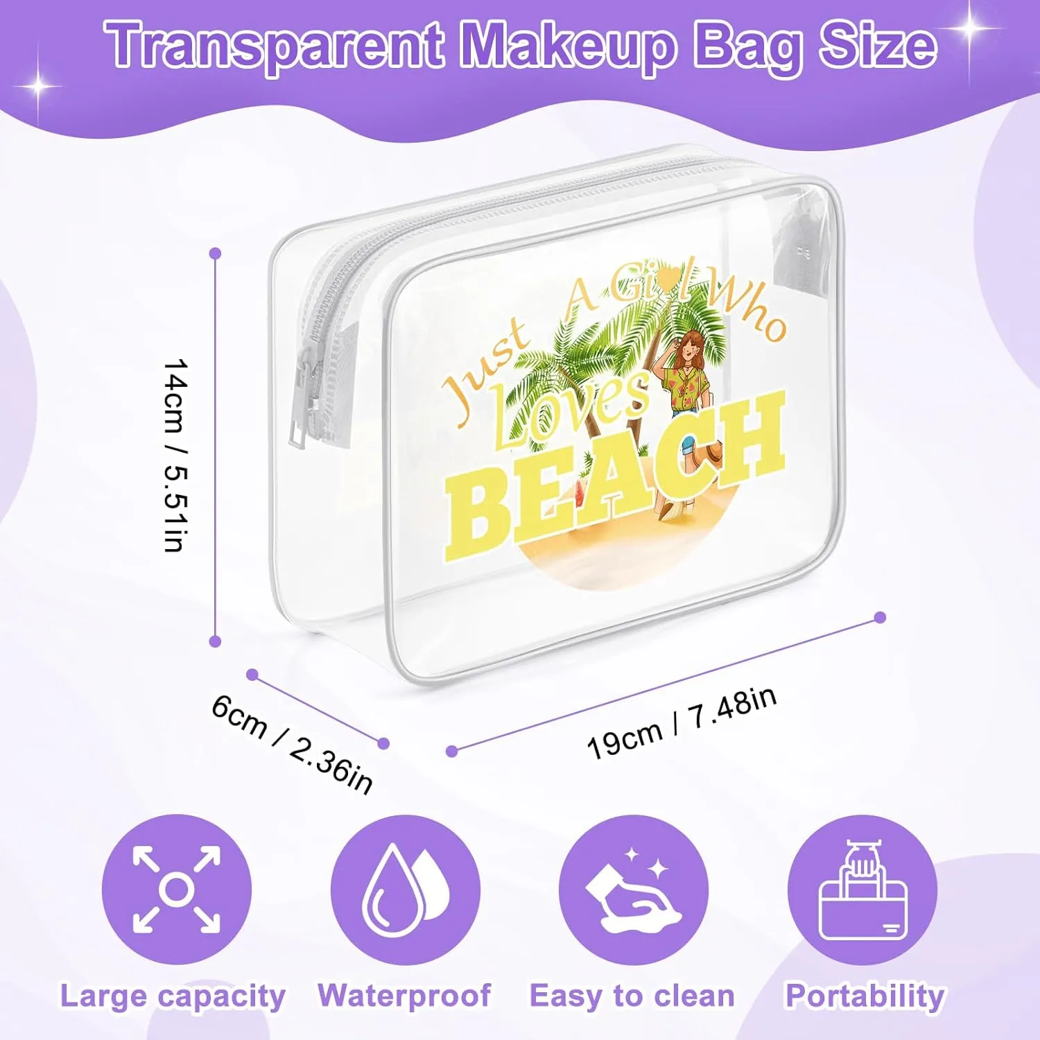 Beach Gifts for Her Beach Lover Clear Makeup Bags with Zipper Beach Trip Gifts for Women Beach Bachelorette Party Decorations Cosmetic Travel Bag Organizer Beach Themed Birthday Christmas Gifts