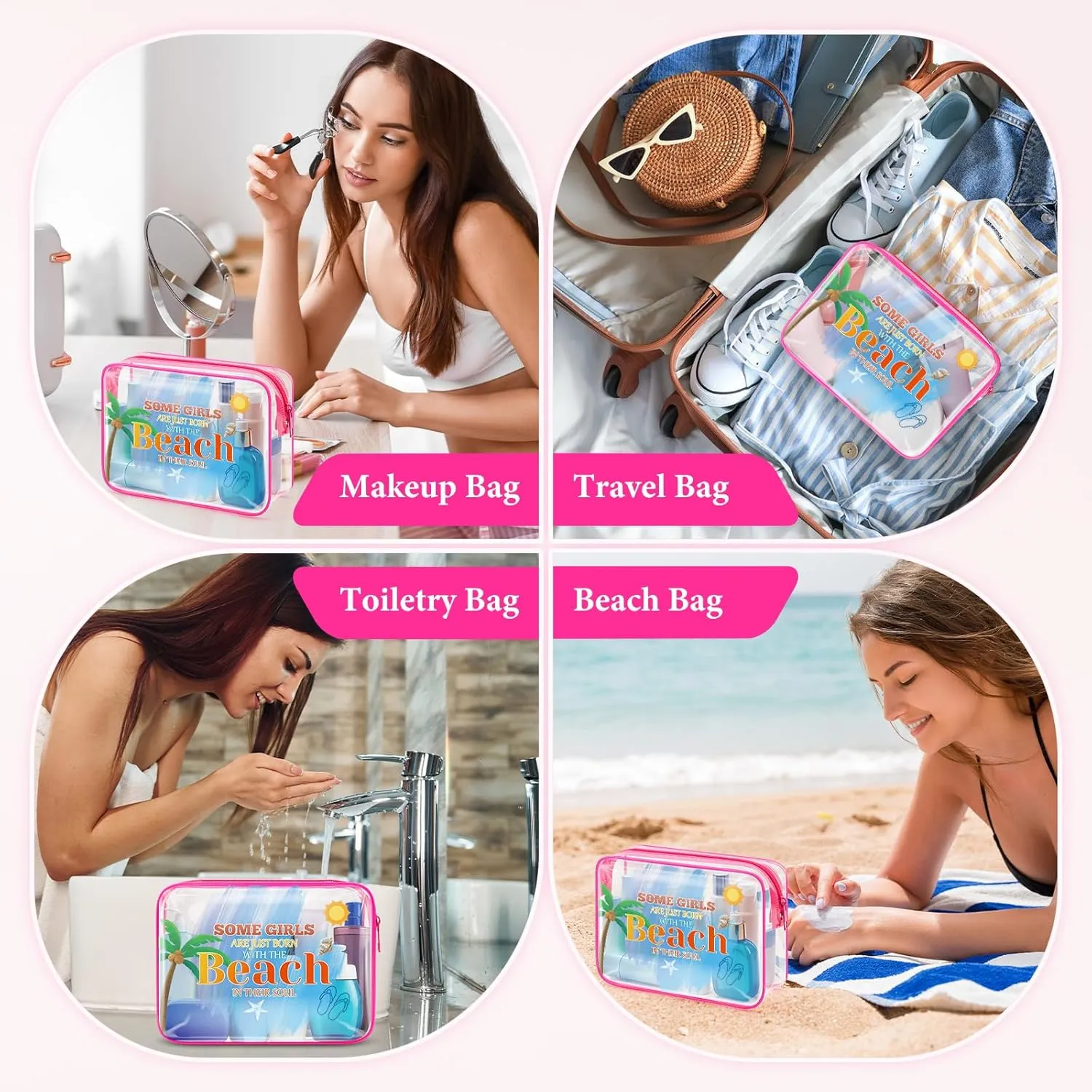 Beach Gifts for Women Girls Beach Lover Gift Beach Themed Makeup Bag Vacation Gift for Beach Lover Friendship Graduation Christmas Gift for Sister Friends Teens Beach Lover Zipper Travel Pouch