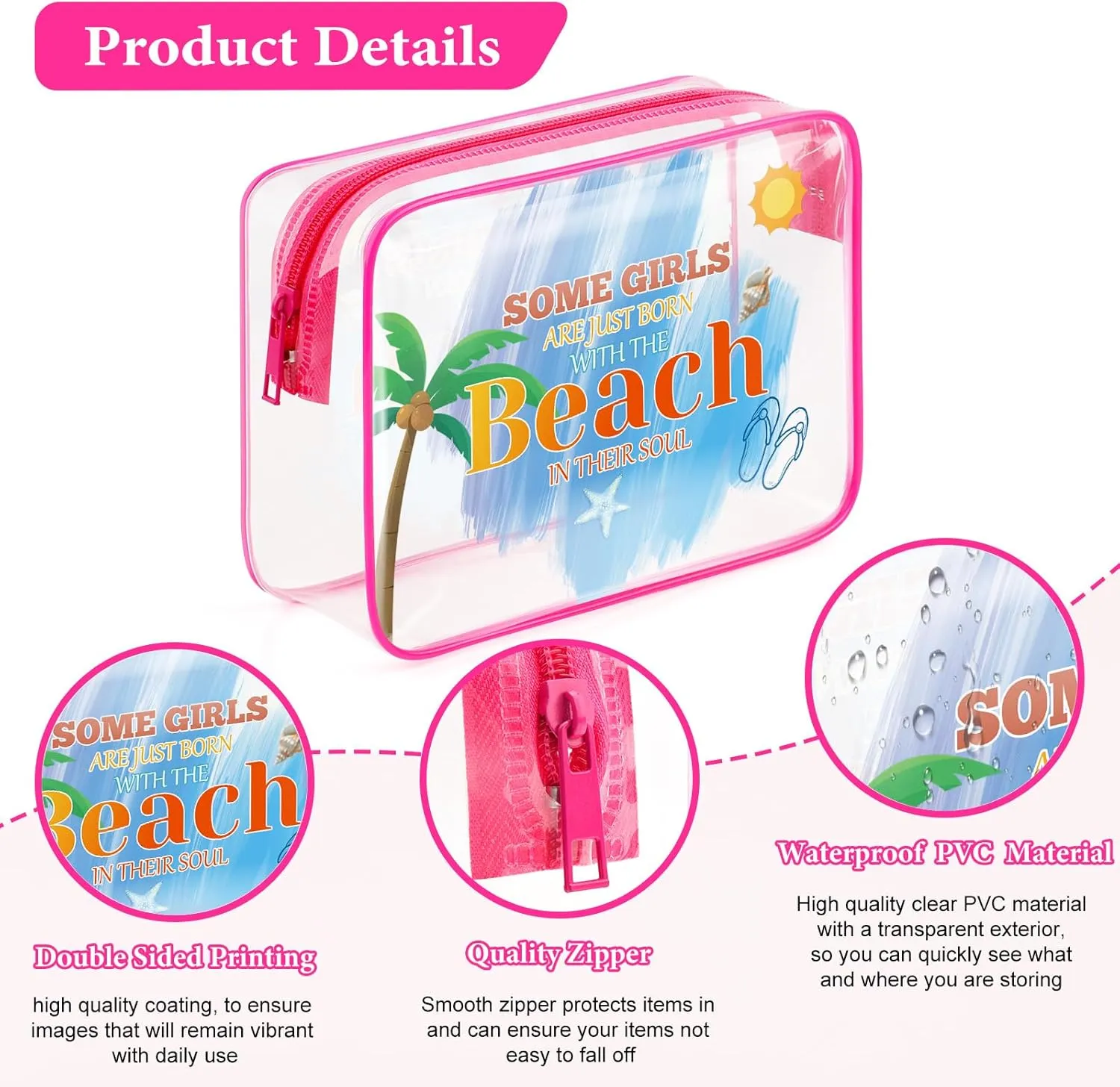 Beach Gifts for Women Girls Beach Lover Gift Beach Themed Makeup Bag Vacation Gift for Beach Lover Friendship Graduation Christmas Gift for Sister Friends Teens Beach Lover Zipper Travel Pouch