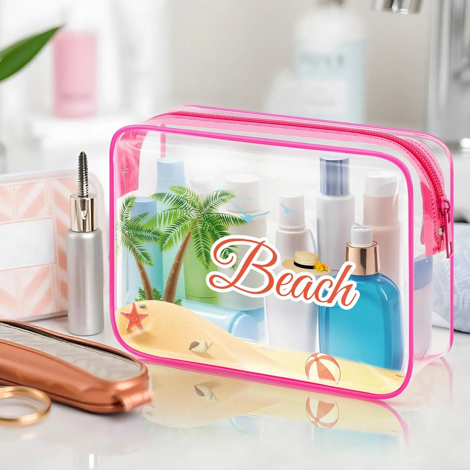 Beach Lover Gift for Women Makeup Bag Beach Gift for Women Beach Theme Cosmetic Bag Gift Vacation Gift Summer Beach Gift for Beach Lover Birthday Christmas Graduation Gift for Sister Friends Teens
