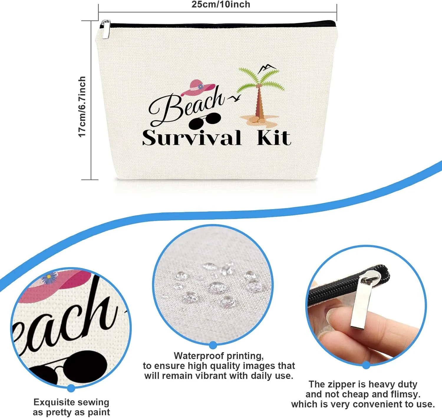 Beach Lover Gift Makeup Bags for Women Beach Travel Cosmetic Bag Beach Vacation Gifts Beach Themed Gifts for Teen Girls Beach Lover Birthday Christmas Graduation Gifts Summer Ocean Gift Toiletry Pouch