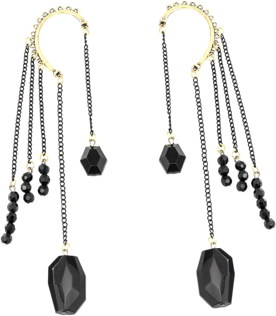 BESTYASH 1 Pair Long Tassel Ear Cuffs Earrings for Women Elegant Long Chain Ear Decorations