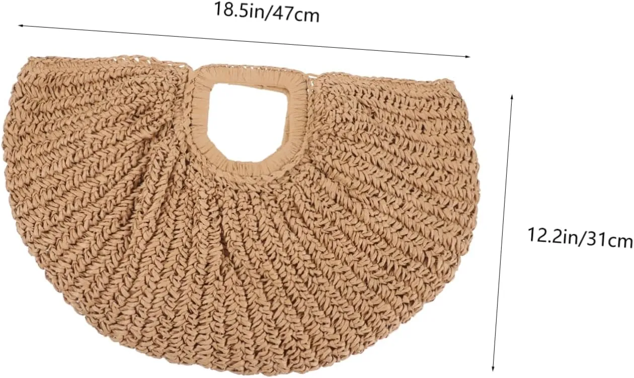 BESTYASH Women Beach Handbag Polyester Women Beach Bag Beach Bag Beige to Weave Moon Bag