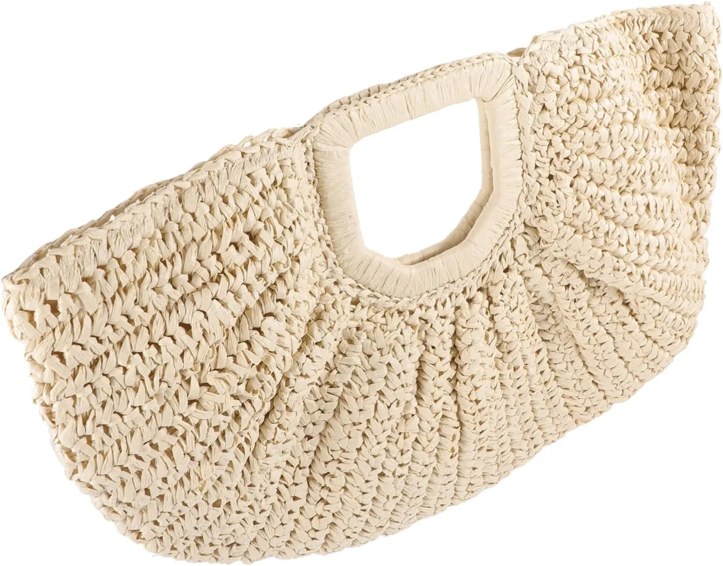 BESTYASH Women Beach Handbag Polyester Women Beach Bag Beach Bag Beige to Weave Moon Bag