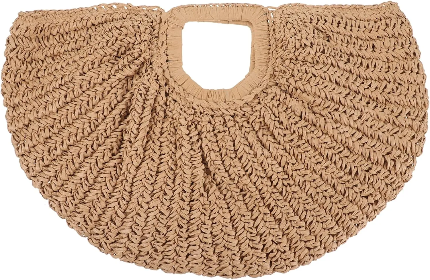 BESTYASH Women Beach Handbag Polyester Women Beach Bag Beach Bag Beige to Weave Moon Bag