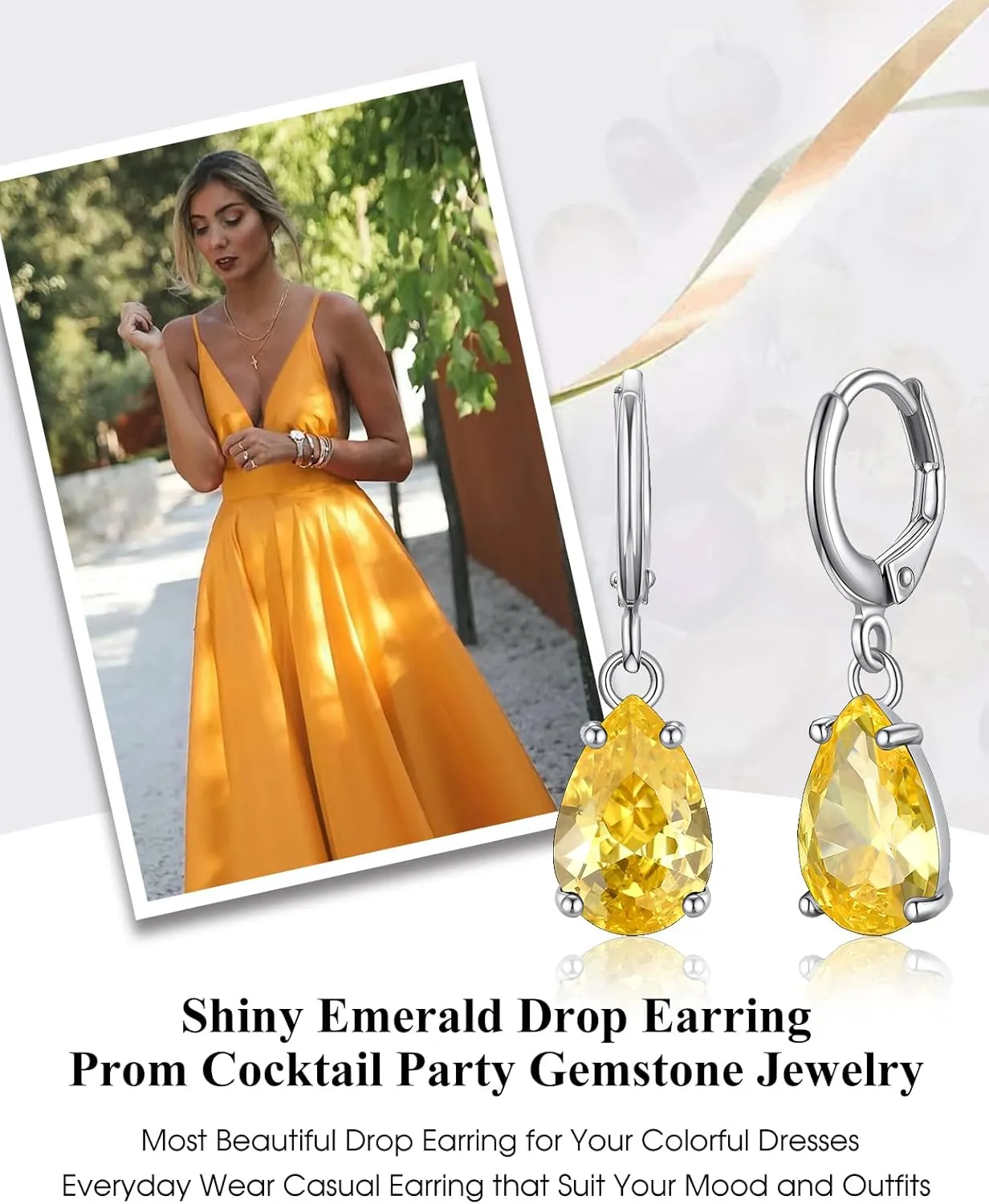 Bestyle Sterling Silver Small Dainty Birthstone Drop Earrings for Women with Rectangular Baguette Crystal & Huggie Hoop Silver Dangle Earring for Wedding Birthday Everyday Wear