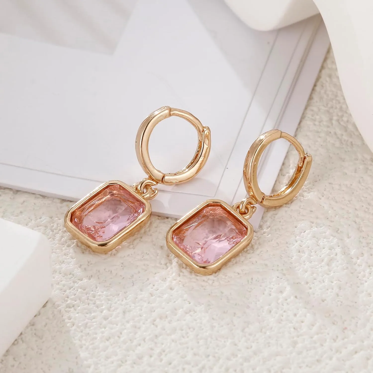 Birthstone Crystal Hoop Earrings, Gold Small Dainty Birthstone Drop Earrings Huggie Hoop for Wedding Birthday Everyday Wear
