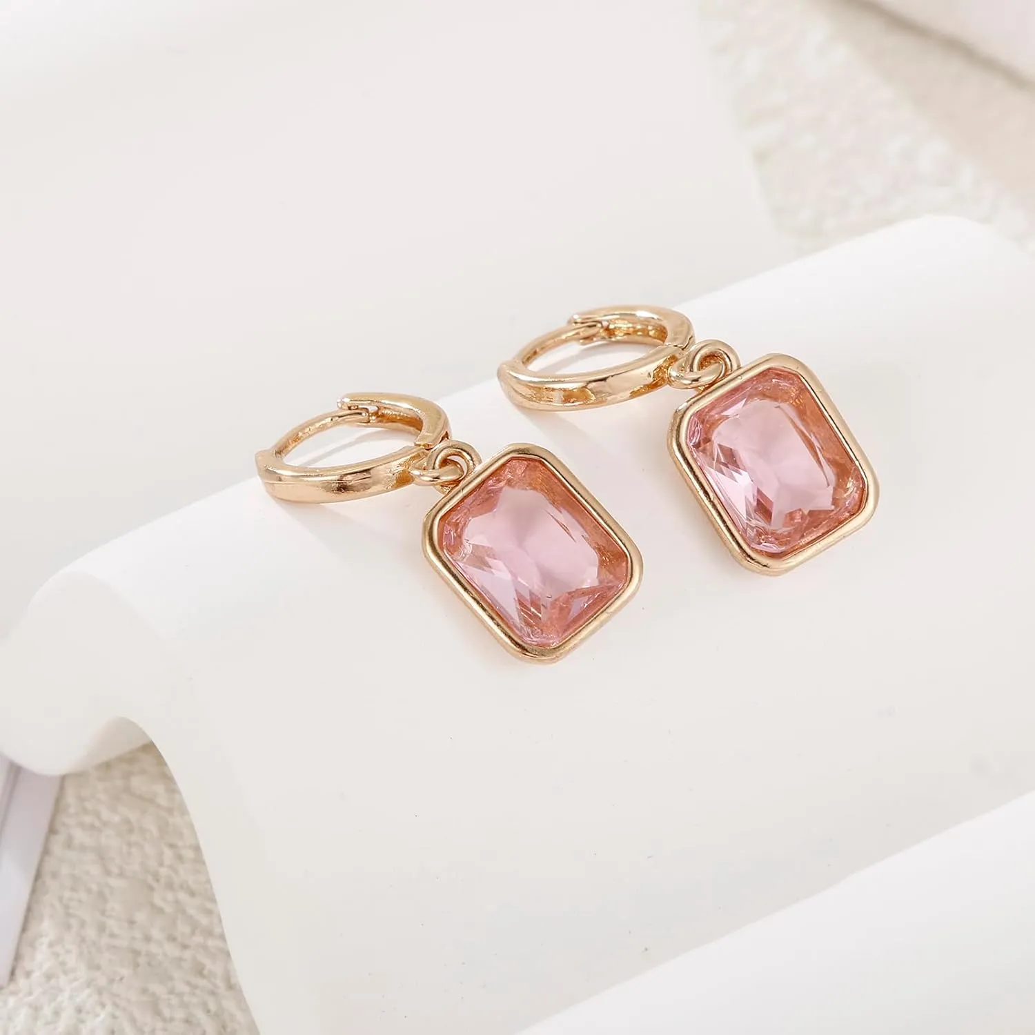 Birthstone Crystal Hoop Earrings, Gold Small Dainty Birthstone Drop Earrings Huggie Hoop for Wedding Birthday Everyday Wear