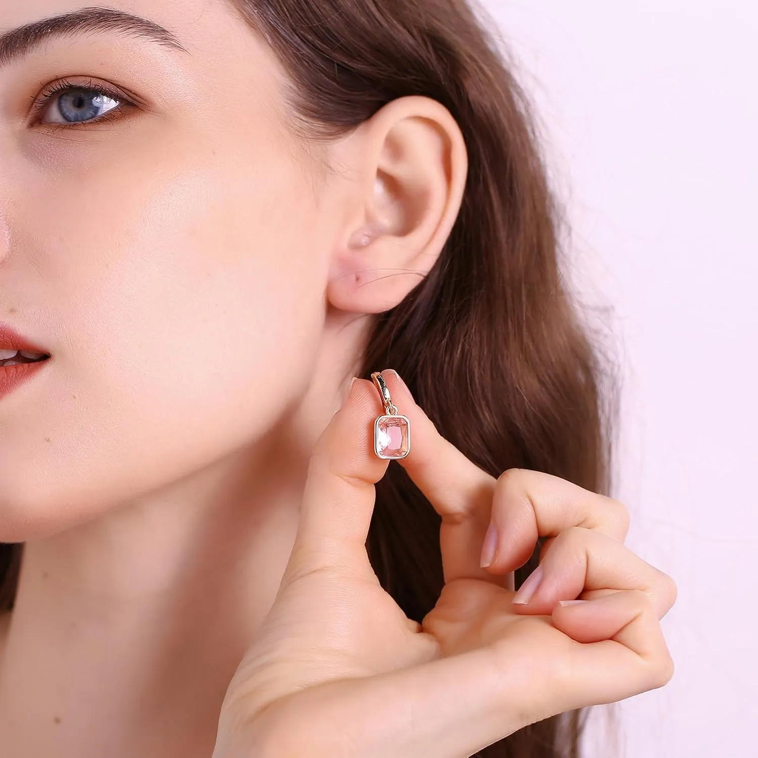 Birthstone Crystal Hoop Earrings, Gold Small Dainty Birthstone Drop Earrings Huggie Hoop for Wedding Birthday Everyday Wear