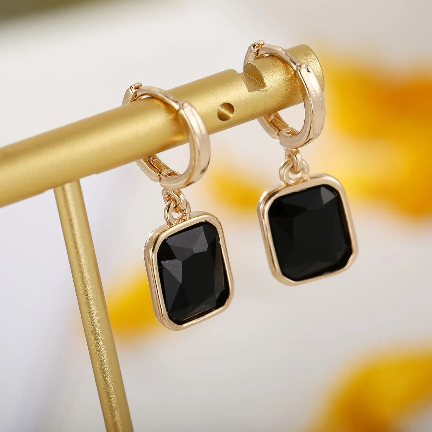 Birthstone Crystal Hoop Earrings, Gold Small Dainty Birthstone Drop Earrings Huggie Hoop for Wedding Birthday Everyday Wear