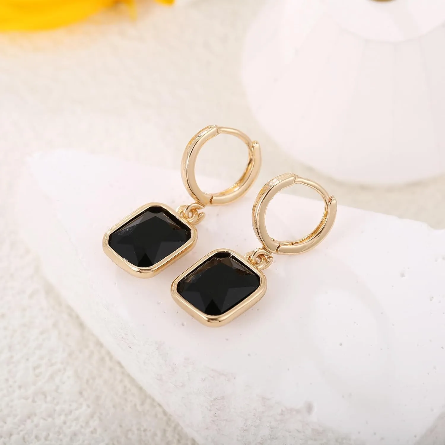 Birthstone Crystal Hoop Earrings, Gold Small Dainty Birthstone Drop Earrings Huggie Hoop for Wedding Birthday Everyday Wear