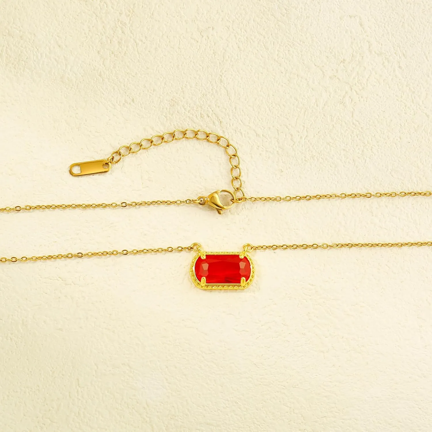 Birthstone Necklace for Women 14k Gold Plated Preppy Oval Stone Necklaces Trendy Zircon Pendant Necklaces Birthday Gifts for Women Mom Wife Friends