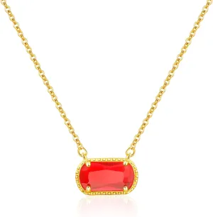 Birthstone Necklace for Women 14k Gold Plated Preppy Oval Stone Necklaces Trendy Zircon Pendant Necklaces Birthday Gifts for Women Mom Wife Friends
