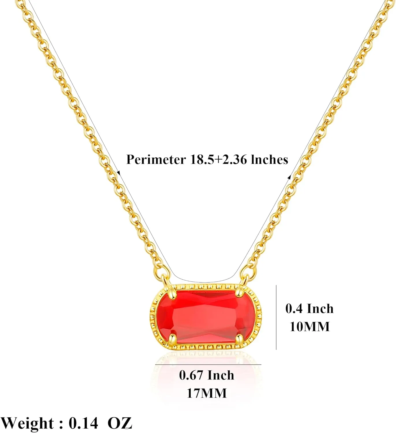 Birthstone Necklace for Women 14k Gold Plated Preppy Oval Stone Necklaces Trendy Zircon Pendant Necklaces Birthday Gifts for Women Mom Wife Friends